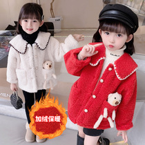 Girl coat autumn and winter 2021 New Korean version of foreign-style children thick lamb wool sweater womens baby winter coat
