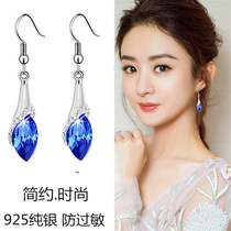 Crystal Earrings Woman Pure Silver 2022 New Tide Long PINK EARBUDS Red Temperamental Hyperbolic hyper-shimmery superior sensation