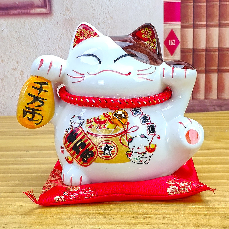 Ceramic Hair Treasure Cat Money Cat Deposit Money Cylinder Home Deposit Pot Office Swing Piece Small Opening Giao Gift