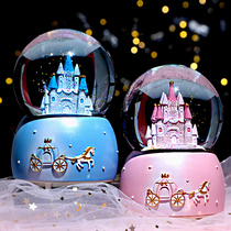 Snow Crystal Ball Music Box Sky City Rotating Music Box Happy Birthday Gift for Girls Children