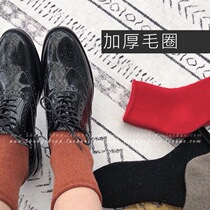 Middle cylinder Sox Womens autumn Winter thickened Warm Hair Circles Suede Hemming Heaps Pile Socks Wool this life Retro pure color red