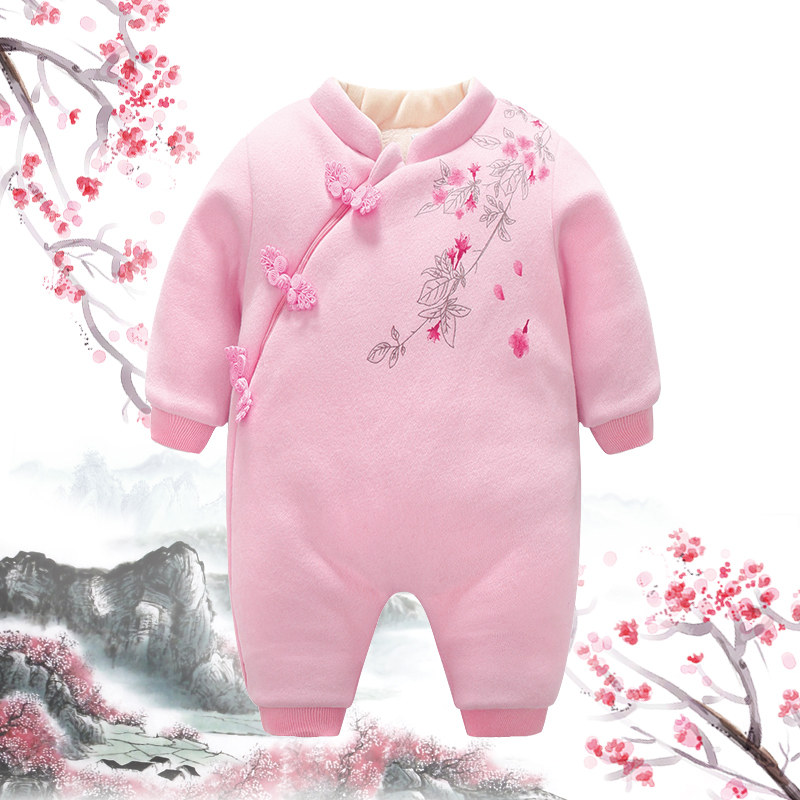 Baby Connected Clothes New Year Winter Wears Red Female Baby China Fengtang Week Accelerated and Cute