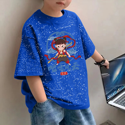 2026 Summer New Style Starry Sky Print Boys' Cool and Versatile Loose Short-Sleeve T-Shirt for Older Children — 5