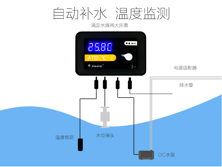 斯玛莱TW-03型WIFI自动补水器 鱼缸海缸专用智能温度报警补水系统