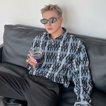 pop mens new high craft Ruffian handsome shirt mens long sleeve Korean style retro embroidery loose fashion trend top