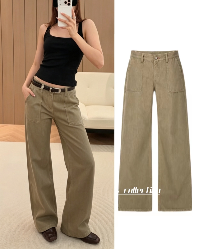 High-Quality "R01 Supermodel Pants" Imported Japanese Denim Mid-Low Waist Straight-Leg Pocket Sand-Colored Jeans High-Quality "R01 Supermodel Pants" Imported Japanese Denim Mid-Low Waist Straight-Leg Pocket Sand-Colored Jeans