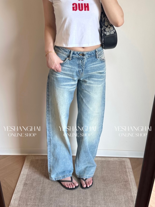 Same Style as at 060m&060l Mid-High Waist Low Waist Vintage Heavy Wash Pure Cotton Straight-Leg Denim Pants Same Style as at 060m&060l Mid-High Waist Low Waist Vintage Heavy Wash Pure Cotton Straight-Leg Denim Pants