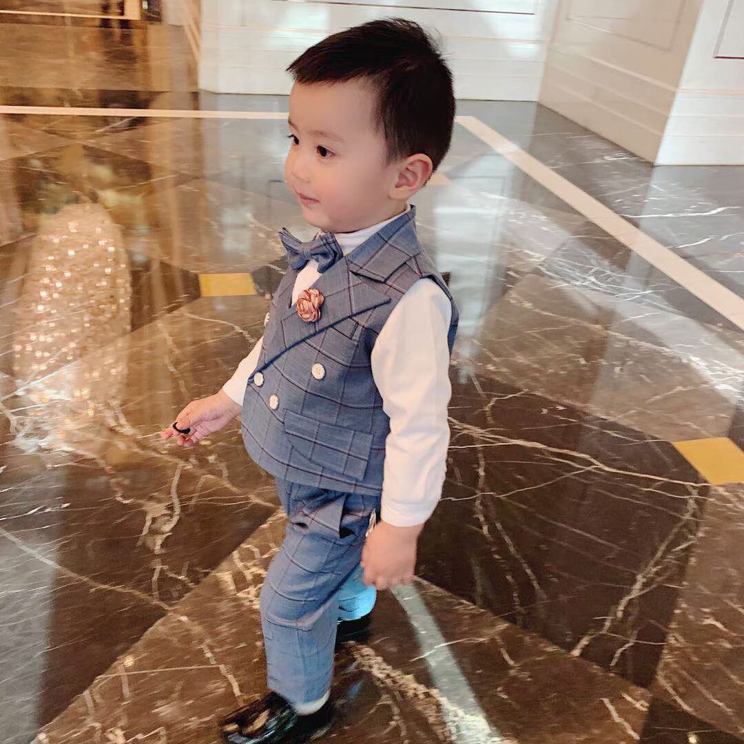 小花 童儿 một tuổi đẹp trai ăn mặc vest vest phù hợp với thủy triều - Váy trẻ em thời trang bé trai