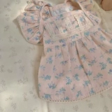 Брендовое розовое летнее платье с рукавами, милая кружевная юбка, цветочный принт