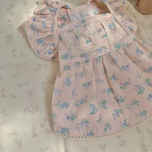 Брендовое розовое летнее платье с рукавами, милая кружевная юбка, цветочный принт