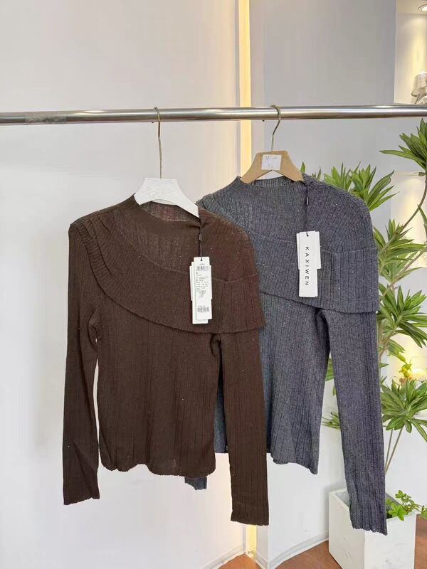 【Kaxwen】No Returns or Exchanges W8543 Stand Collar Wool Sequin Knitwear