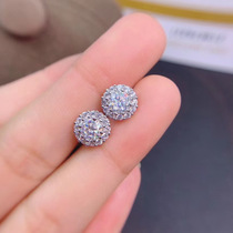 Classic Simulated Diamond Stud Earrings for Women S925 Sterling Silver White Gold Main Stone 50 Points D Color Moissanite