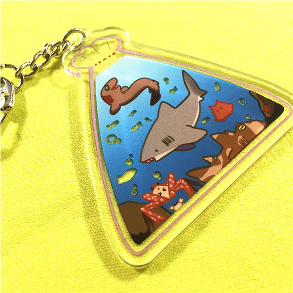 Juliet anime Nhật Bản xung quanh biển sâu cá mập mặt dây chuyền acrylic trong suốt đầy đủ hàng trăm đồng vàng vàng tại chỗ - Carton / Hoạt hình liên quan hình dán among us