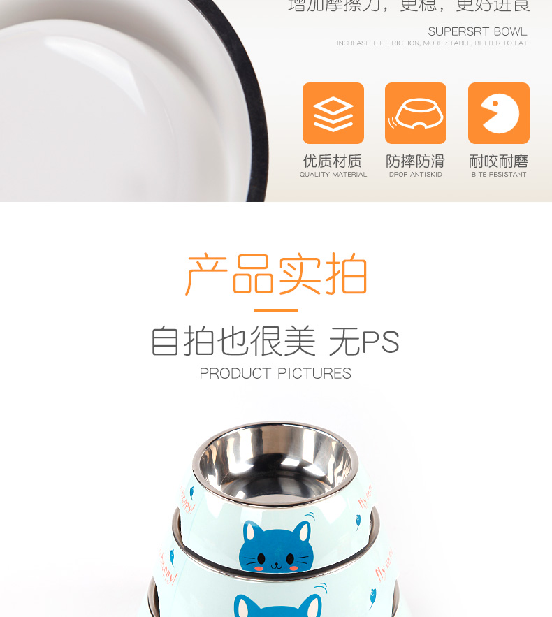 Chó bát chó nồi mèo mèo bát thức ăn cho mèo ăn bát đơn và đôi mèo uống nước inox mèo nồi chống trượt bát cơm - Cat / Dog hàng ngày Neccessities 	bát ăn cho chó poodle	