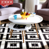 Nordic round solid wood coffee table combination modern simple creative small apartment Japanese coffee table living room white round tea table