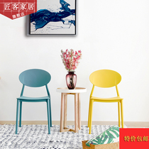Nordic modern colorful dining chair fashion leisure macaron creative backrest plastic chair cafe balcony desk chair