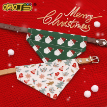 Pet supplies cat and dog saliva towel cartoon cotton triangle towel Teddy Akita dog cat Christmas collar can be pulled
