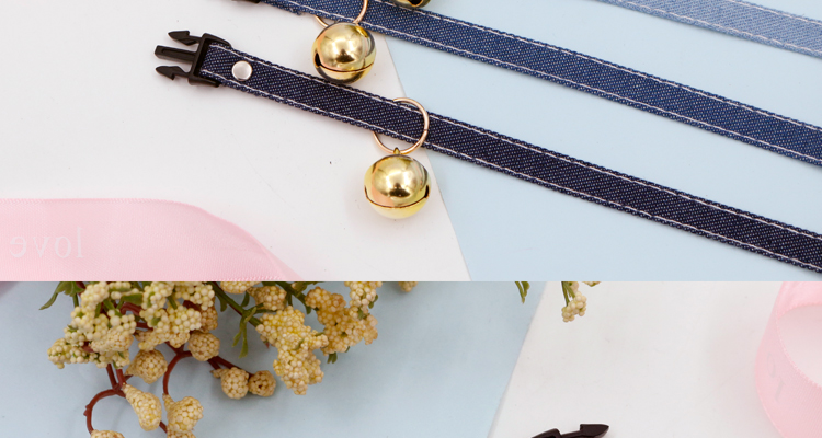 Pet denim cổ áo chuông xu hướng thời trang đinh tán đồ trang sức lớn và trung bình chó mèo rex thỏ cắn - Cat / Dog hàng ngày Neccessities bình nước tự động cho chó