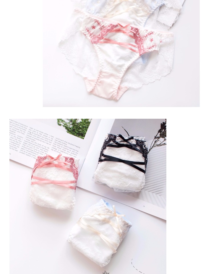 Đồ lót mới thoải mái đầy đủ gợi cảm đầy đủ cô gái dễ thương eo thấp cotton 裆 retro thêu tóm tắt cổ tích quần lót