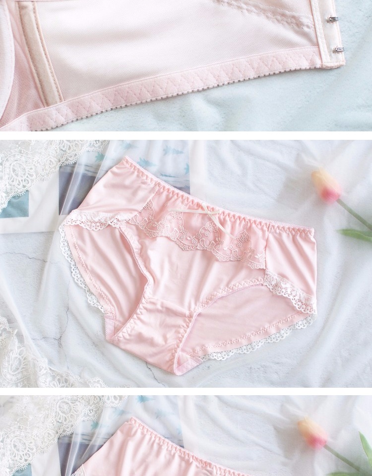 Bộ đồ lót mềm mại dễ thương cho bé gái Nhật Bản với áo ngực thêu hoa ngọt ngào gợi cảm - Bộ đồ lót áo lót có đệm