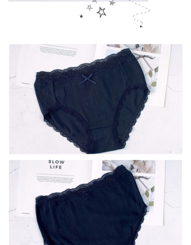 Mềm mại Nhật Bản jacquard tinh khiết cotton đồ lót ren bên thoải mái túi hông cao eo lớn kích thước ít lady tươi màu rắn - Nam giới quan sip nam
