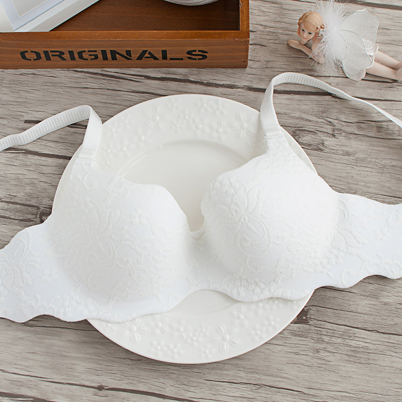 Fall white lingerie lace print No marks sexy large size Sizes Underwear Comfort One piece of thin Breathable Soft Steel Ring