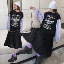 Korean maternity clothing autumn coat 2021 new fashion cotton color-making chiffon thin long sleeve dress