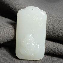 The popular dialect and Hetian jade boutique Xinjiang warm delicate and fine white jade Maitreya Laughing Buddha pendant X5