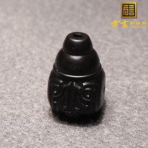 Dialect high-quality Hetian jade collection-grade features Xinjiang jet black ink jade seed material three-way jade bracelet pendant O