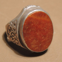 Clearance dialect brand boutique Hetian jade old mature Xinjiang red Qin leather seed material 925 silver inlaid with 22mm ring h4