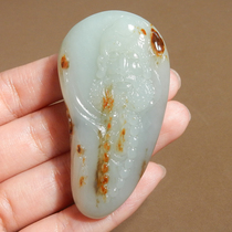 Rare Dialect Hetian Jade Featured Wearable Grade Xinjiang Warm and Delicate Red Qin Leather Seed Material Bodhidharma Pendant X2