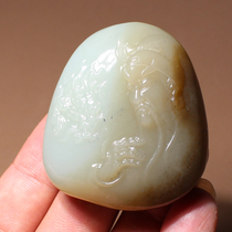 Shocking dialect Hetian jade boutique wear grade Xinjiang and final material blue tone with sugar loyalty Guan Gong pendant N