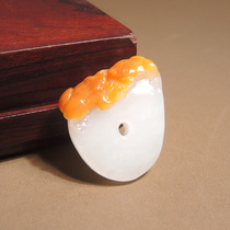 Big Clearance Dialect Hetian Jade Boutique Large Leak Huang Qin Skin White Jade Seed Material Gua Gua Lai Cai Pendant Pendant h0