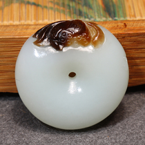 Popular Dialect Hetian Jade Collection Grade Xinjiang Qiemo Sugar White Jade Flower Blooming Wealth and Peace Buckle Pendant O2