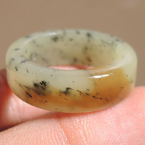 Dialect fine Hetian jade recommended rare delicate oily yellow mouth blue and white with sugar inner diameter 20mm exquisite ring s2