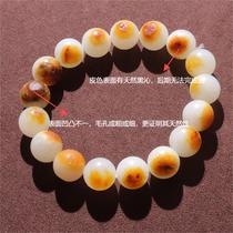 Hi Fantian Dialect Hetian Jade Boutique Wearing Red Gold Skin White Jade Seed Material 12mm Round Beads Bracelet O