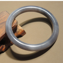 Dialect Hetian jade boutique Qinghai material ice bottom smoke green violet inner diameter card 57mm round bar bracelet R1