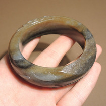 Rare dialect Xinjiang pores three-color national style artistic conception blue and white jade seed material with sugar 56mm carved bracelet h7