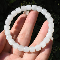 What a loss! Dialect quality Hetian jade Qinghai material oily and delicate ice-transparent white jade card 8mm old-style bead bracelet R1