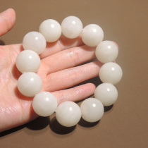 Stunned dialect Hetian jade special feedback promotion delicate Qinghai material white jade 18mm round bead bracelet h0