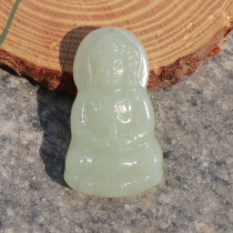 Hifantian dialect Hetian jade special grade Xinjiang and the final material is warm and delicate the pretty carved Guanyin pendant O1