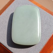 Big action dialect high-quality Hetian jade wearing grade leather hole Shanliushui Qiemo blue tone Ping An brand pendant S