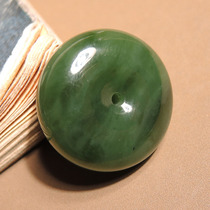 Stunned dialect Hetian jade Russian old pit spinach green jasper oily and delicate peace buckle pendant pendant h0
