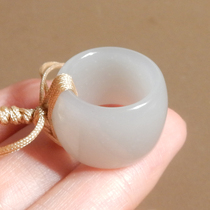 Hi Fantian Dialect Hetian Jade Wearable Grade Qinghai Old Pit Material Warm and Delicate Smoky Green 15mm Pendant Ring