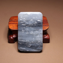 The dialect brand Hetian jade boutique Xinjiang black and white clear artistic conception blue and white seed material landscape brand pendant N3 has swept the screen