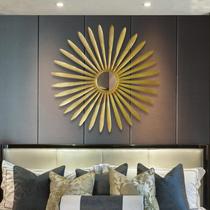 Nordic wrought iron round fireplace mirror living room entrance Sun decoration mirror wall mirror wall mirror sofa background wall creative mirror