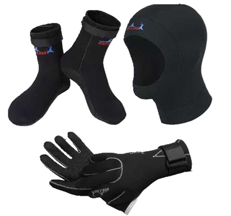 Non-slip diving socks 3MM diving gloves winter swimming warm foot cover diving cap thickened diving head cover diving shoes