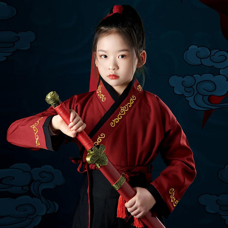 Traditional Chinese Costume Performance Clothing for Children, Travel Photography Attire, Hua Mulan, Scholar, Traditional Chinese Style, Little Hero Performance Costume