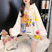 Pregnant Womens 2021 Spring Clothes Sweater Long Korean Loose Top Size Coats Hooded Fashion Tide Mothers