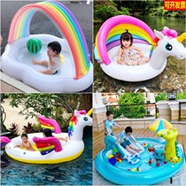 Childrens unicorn inflatable pool ocean ball toy pool crocodile thickened paddling pool baby playing in water by boat